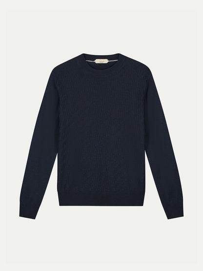 Navy City Crew Basket Weave