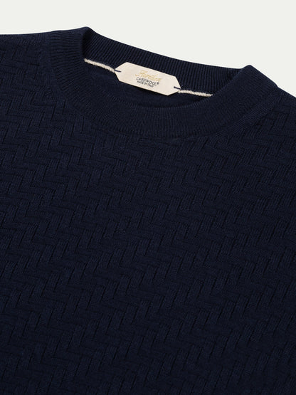 Navy City Crew Basket Weave