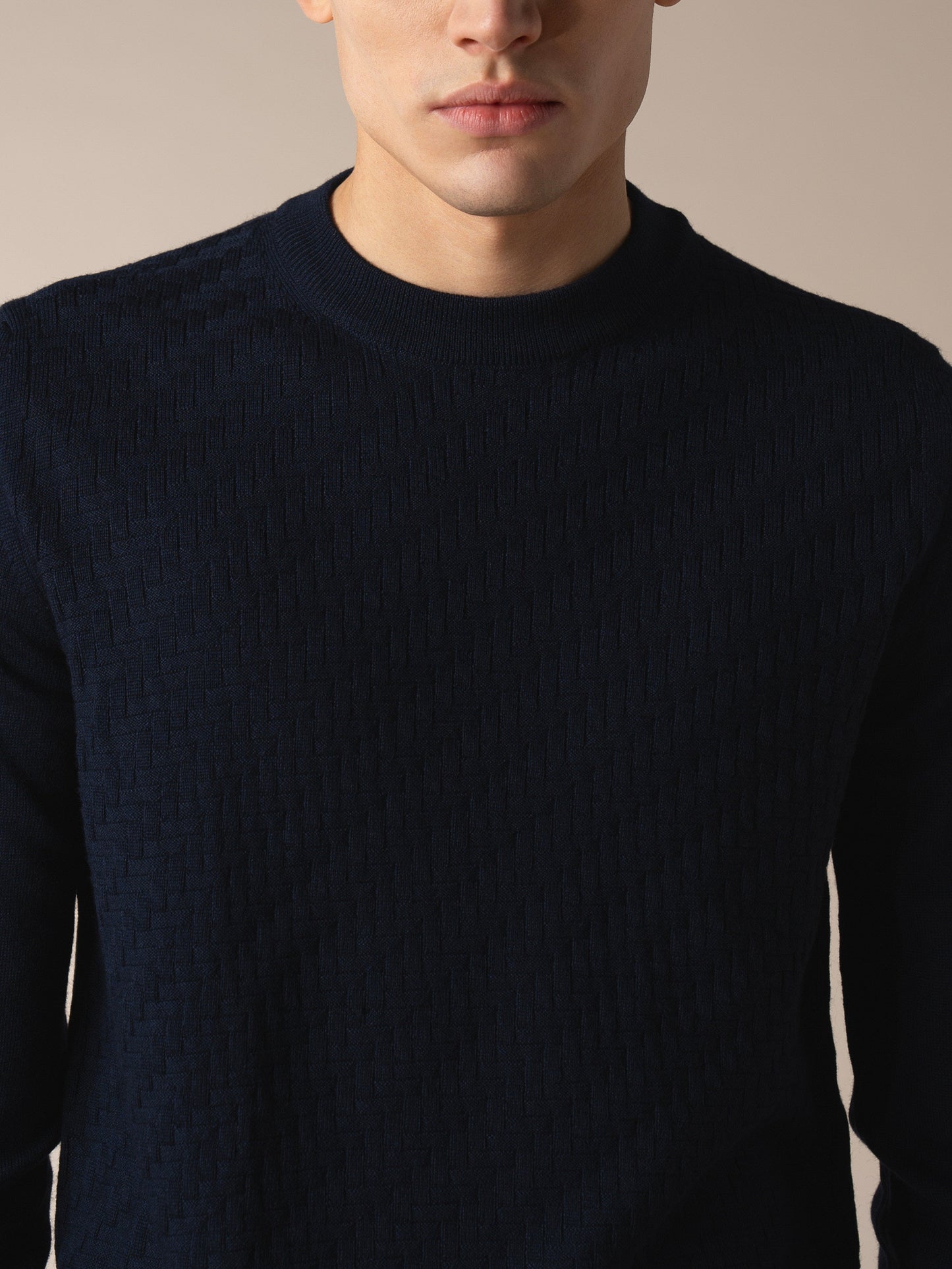 Navy City Crew Basket Weave