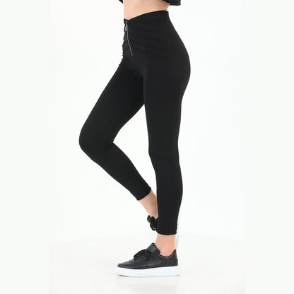 Women's High-Waist Corset Style Leggings | Silver Zip Detail | Yildiz Studio
