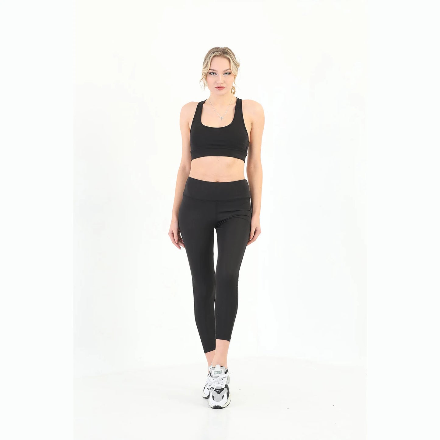 Black Mesh Panel Leggings for Women | Premium Activewear | Yildiz Studio