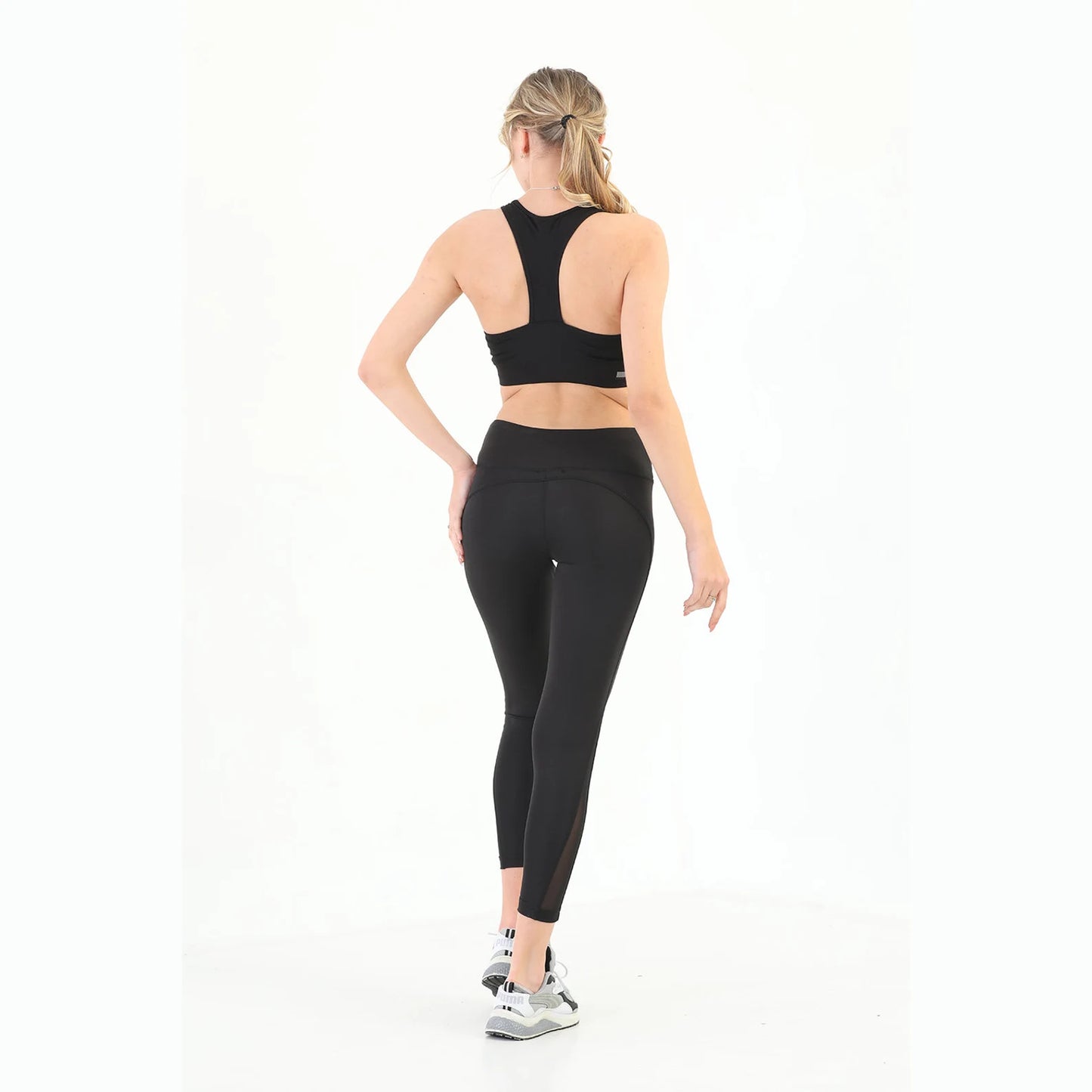 Black Mesh Panel Leggings for Women | Premium Activewear | Yildiz Studio