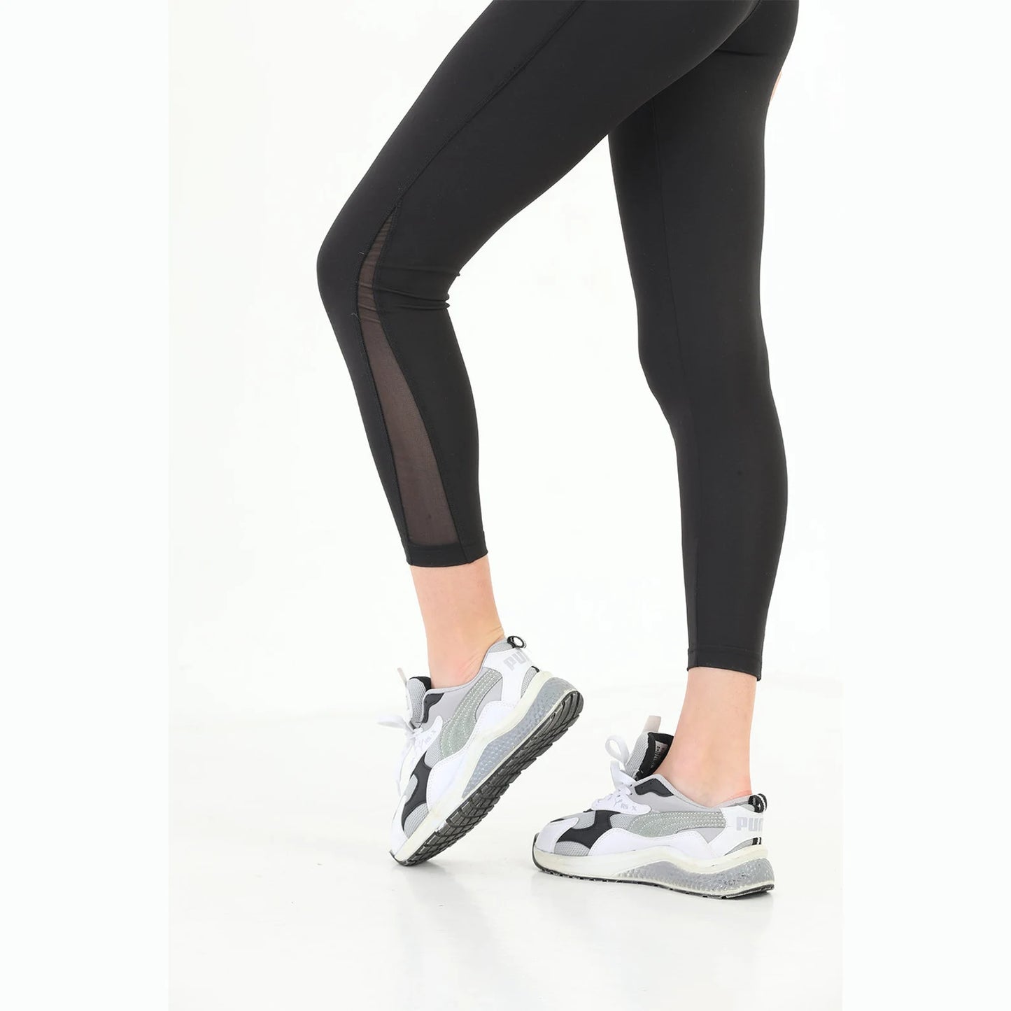 Black Mesh Panel Leggings for Women | Premium Activewear | Yildiz Studio