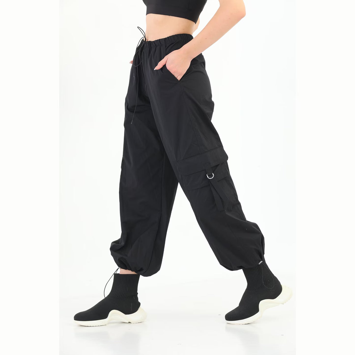 Yildiz WOMEN Baggy Cargo Parachute Pants | Wide Leg Multi-Pocket Streetwear Trousers