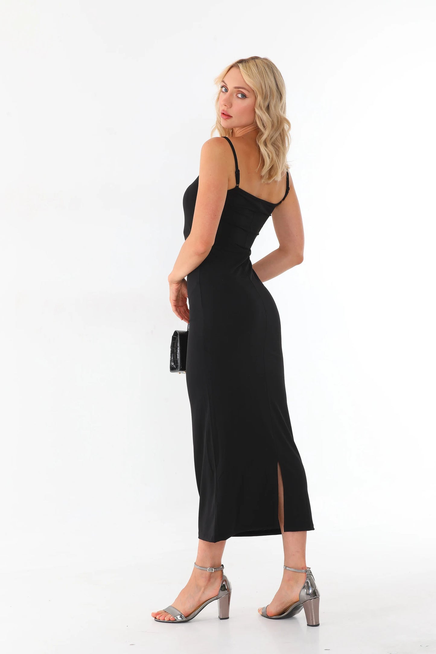 Women's Fitted Slip Maxi Dress – Spaghetti Strap Sleeveless Bodycon Long Dress