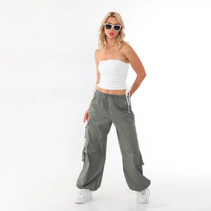 Women's Strapless Bandeau Crop Top – Ruched Drawstring Side Tie Tube Top