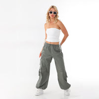 Yildiz WOMEN Baggy Cargo Parachute Pants | Wide Leg Multi-Pocket Streetwear Trousers