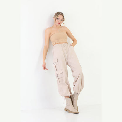 Yildiz WOMEN Baggy Cargo Parachute Pants | Wide Leg Multi-Pocket Streetwear Trousers