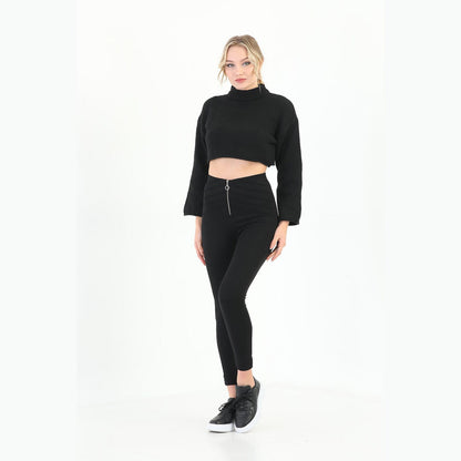Women's High-Waist Corset Style Leggings | Silver Zip Detail | Yildiz Studio
